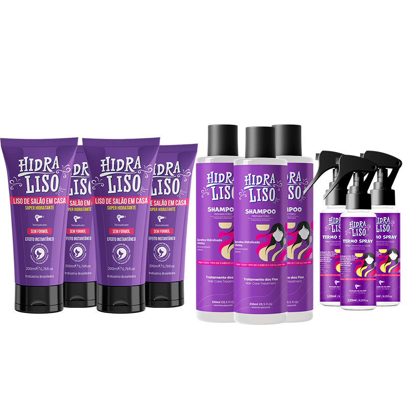 COMPRE 4 LEVE GRÁTIS 3 SHAMPOO + 3 TERMO SPRAY + 3 EBOOKS - Progressiva De Chuveiro Sem Formol